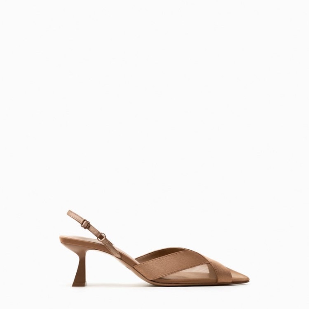 ZARA MESH SLINGBACK HEELS - Picture 4 of 8